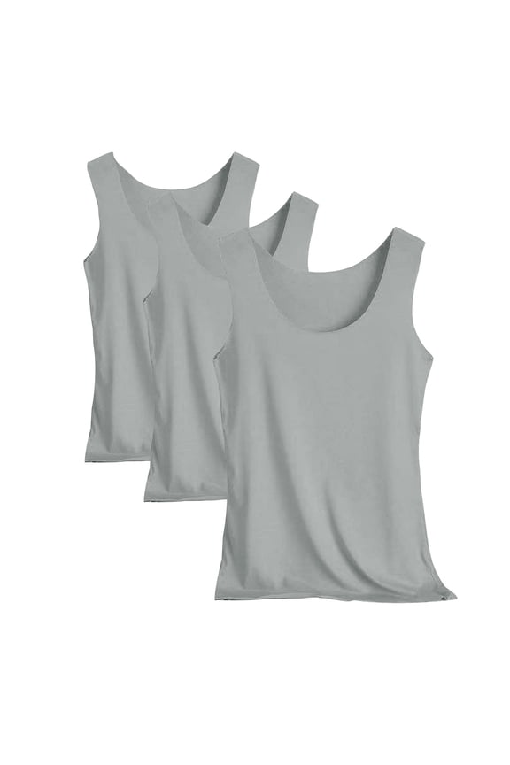3 Pack Basic Tank Tops for Women Undershirts U Neck Sleeveless Casual Layering Sleep Tanks Top