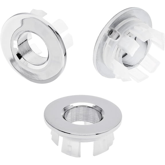 3 Pack Bathroom Sink Overflow Trim Ring, Electroplating Chrome Overflow Drain Cover Round Basin Cover, Vanity Sink Overflow Cap Small Sink Insert, Brass Hole Cover for Kitchen Bathtub