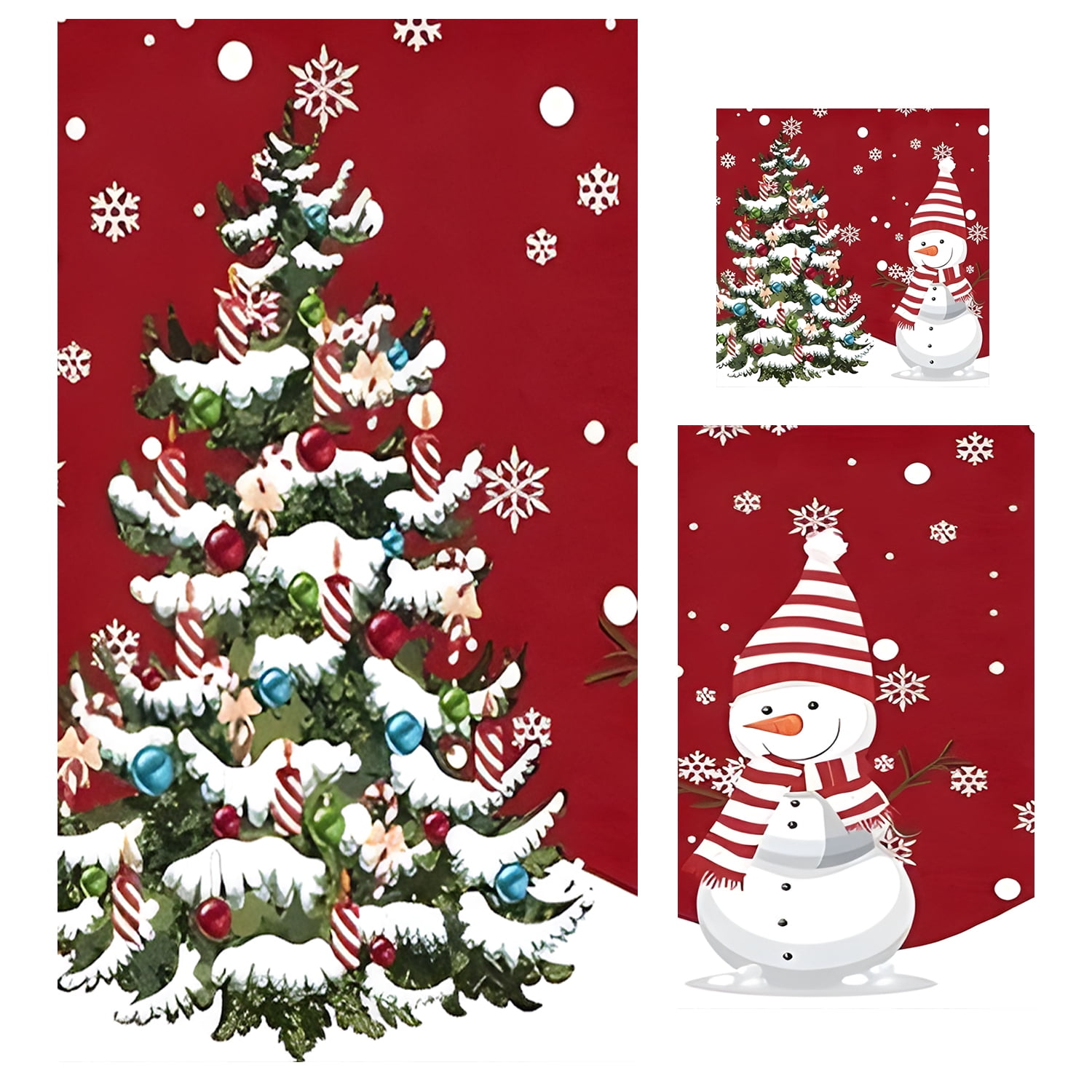 Fuklindy 3 Piece Bathroom Towels Set Christmas Series Bath Hand Towels, 1 Oversized Bath Towel, 1 Hand Towel, 1 Washcloth， Multipurpose for Bathroom, Hotel, Gym, Spa and Beach, Best Christmas Gift