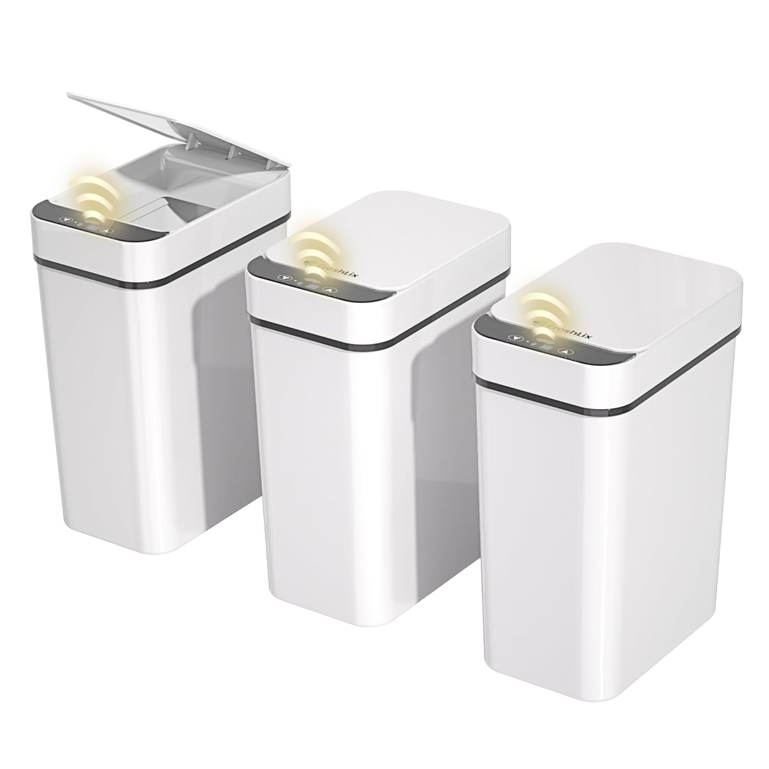 3 Pack Bathroom Trash Can 2.6 Gallon Small Touchless Automatic Motion ...