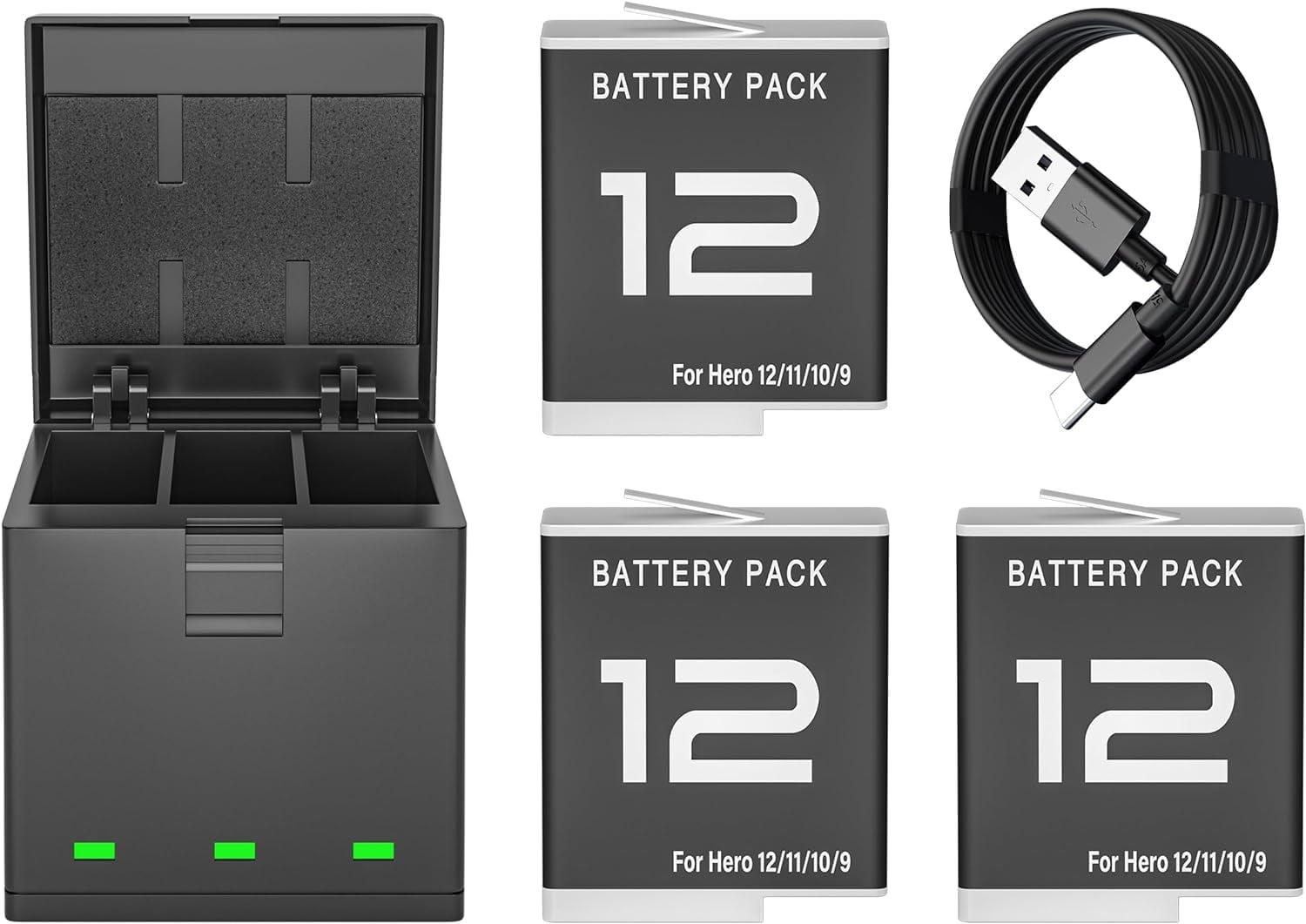 3 Pack Batteries for GoPro Hero 12 Black Camera with 3 3 Pack Batteries for GoPro Hero 12 Black Camera with 3