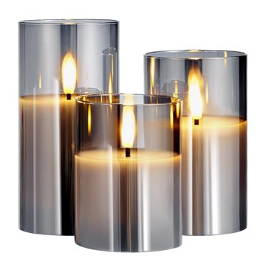 IMountek 3-Pack Gold Glass Flameless LED Candles With Remote | Battery Operated Flickering Flame | Timer