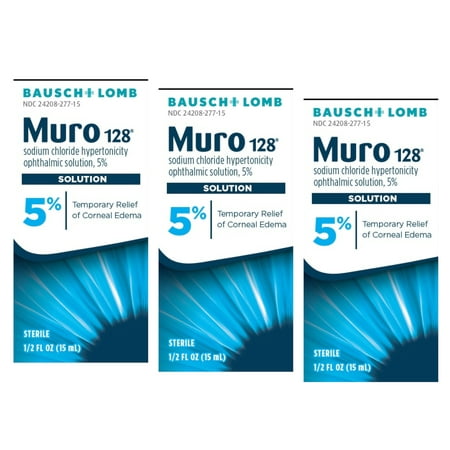 3 Pack - Bausch + Lomb Muro 128 Solution 5% 15 ML Each