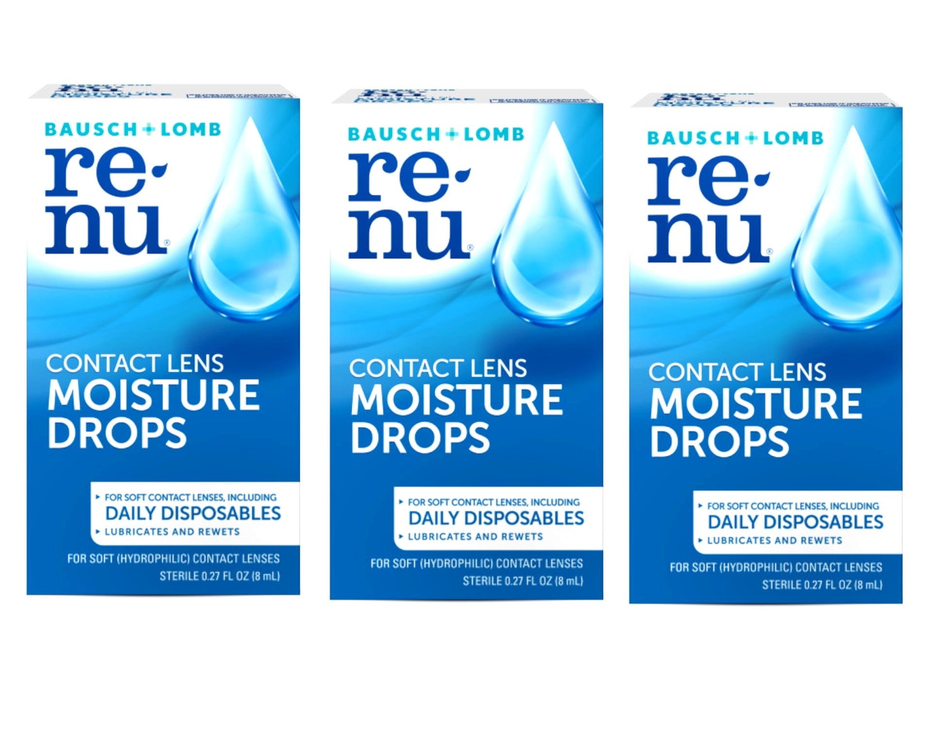3 Pack - renu MultiPlus Lubricating & Rewetting Drops From Bausch + Lomb 8 mL (0.27 fl. oz.)