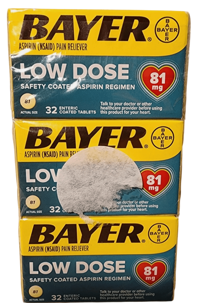3 Pack - Bayer Low Dose Safety Coated Aspirin 81mg 32 Tablets Each