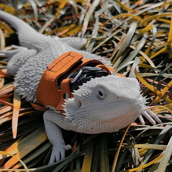 3 Pack Bearded Dragon Harness and Leash Set - Adjustable Soft Leather Lizard Harness with Retractable Leash Small Animal Traction Rope Walking Vest Accessories for Reptile Squirrel Rat (3 Pack)