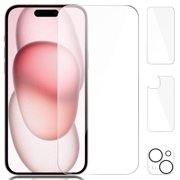 [3 Pack] Beeyoka Screen Protector for iPhone 15, iPhone 15 Front and Back Screen Protector,Camera Protector Anti-Fingerprint for iPhone 15 (6.1 inch)