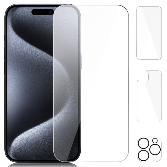 [3 Pack] Beeyoka Screen Protector for iPhone 15 Pro, iPhone 15 Pro Front and Back Screen Protector,Camera Protector Anti-Fingerprint for iPhone 15 Pro (6.1 inch)