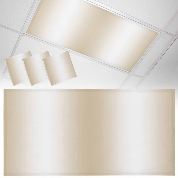 3 Pack Beige Gradient Fluorescent Light Covers for Ceiling Lights Countryside Farmhouse Abstract Magnetic Ceiling Light Covers Overhead Light Filters for Office Classroom Home