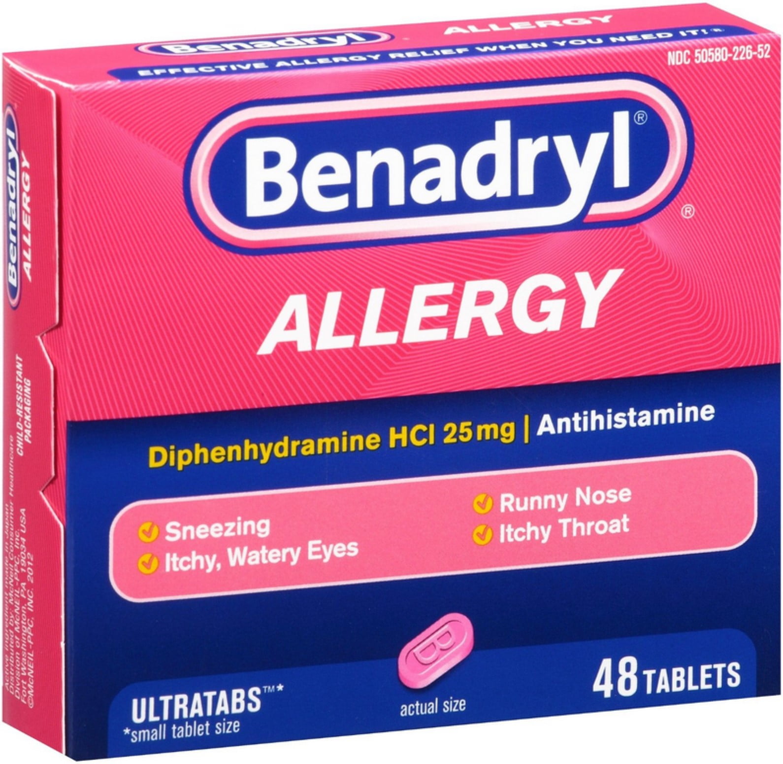 Benadryl Allergy Relief, Ultratab Tablets 48 ea (Pack of 3)