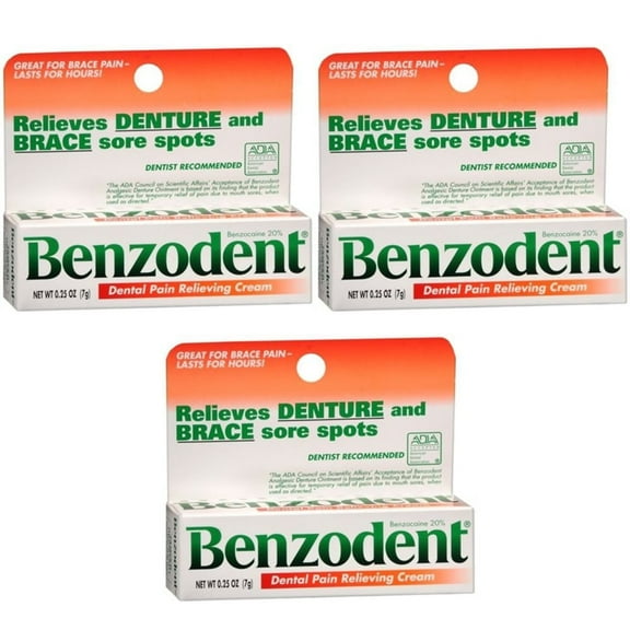 3 Pack Benzodent Denture Ointment - 0.25 Oz Each