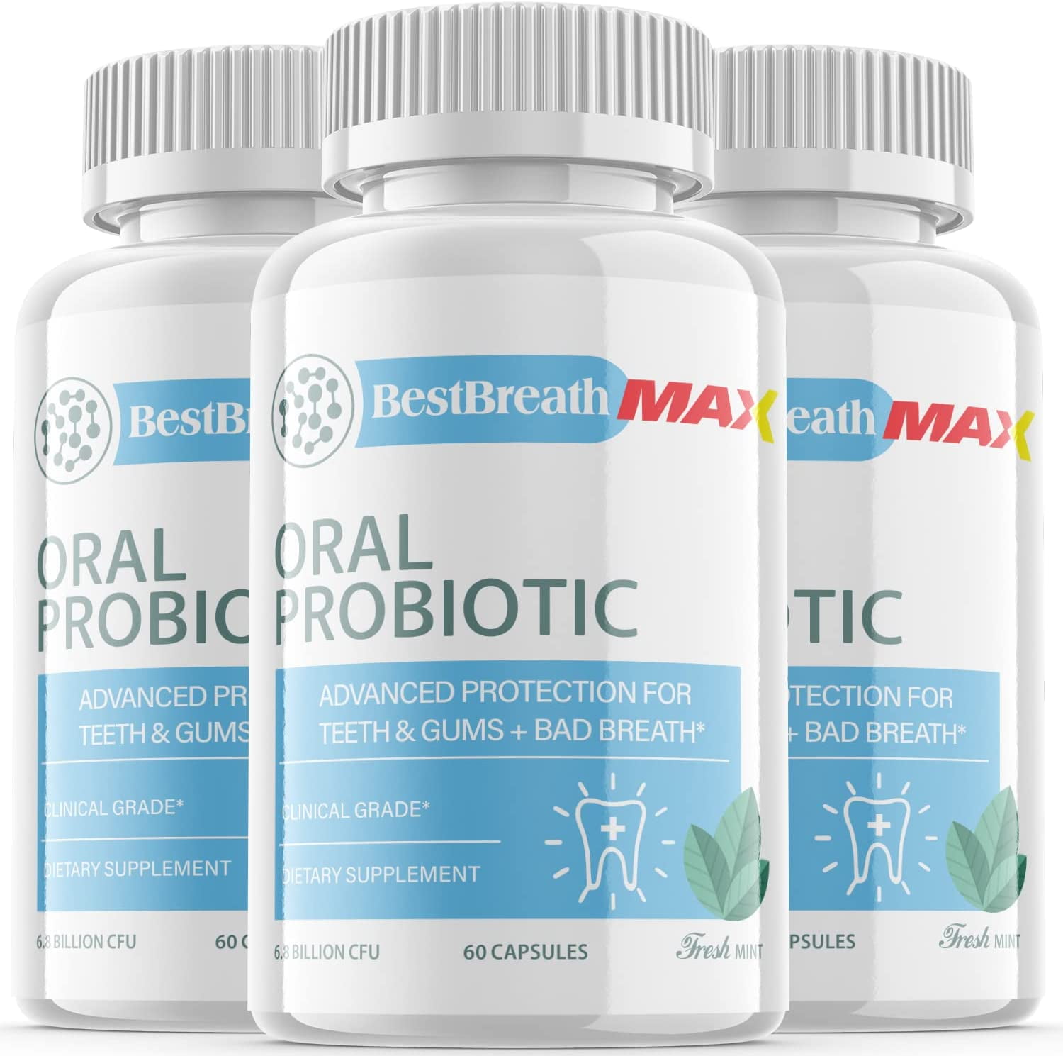 Best Probiotic For Teeth And Gums (3 Pack) Best Breath Max - Dental Oral Probiotics for Teeth, Gums
