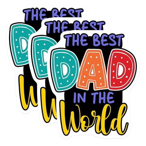(3 Pack) Best Dad Decals - Fathers Day Decals - Cool Dad Vinyl Stickers - 3 Inches On Longest Side - Easy Peel & Apply - Made in USA - 3MCS6251