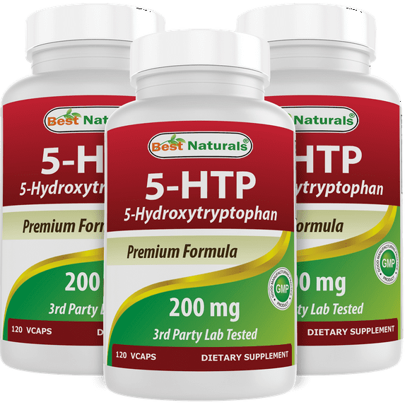 3 Pack Best Naturals 5-HTP 200 mg 120 Vegetarian Capsules