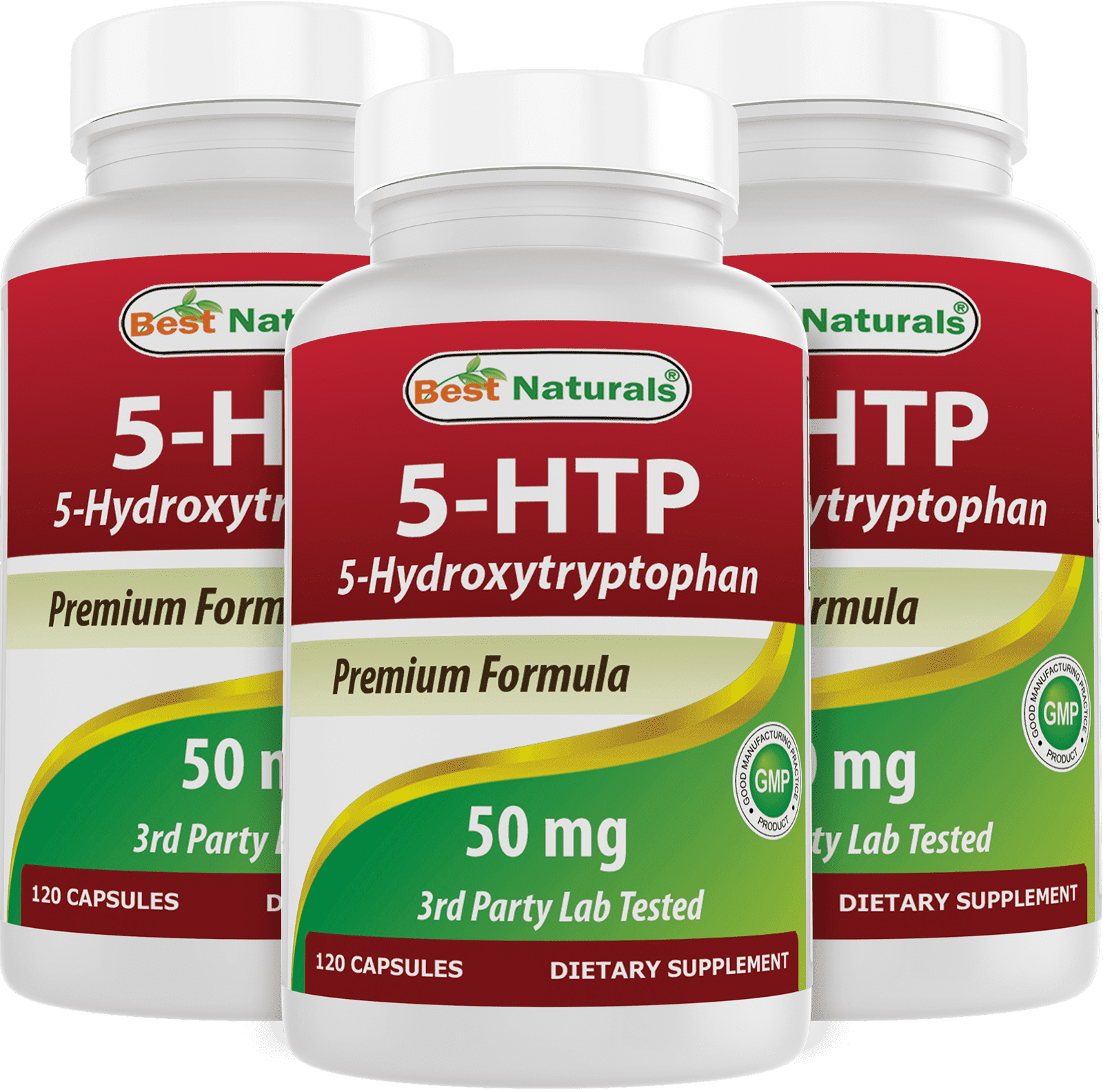 3 Pack Best Naturals 5-HTP 50 mg 120 Capsules