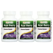 3 Pack Best Naturals Acai Berry 600 mg 60 Capsules