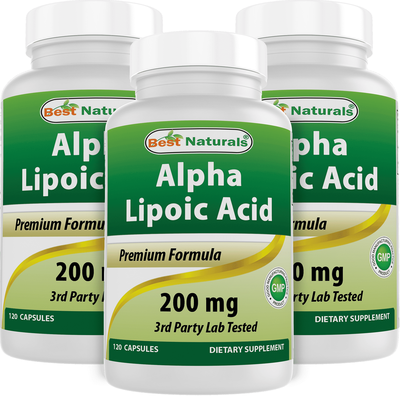 3 Pack Best Naturals Alpha Lipoic Acid 200 Mg 120 Capsules