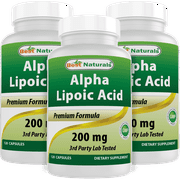 3 Pack Best Naturals Alpha Lipoic Acid 200 Mg 120 Capsules