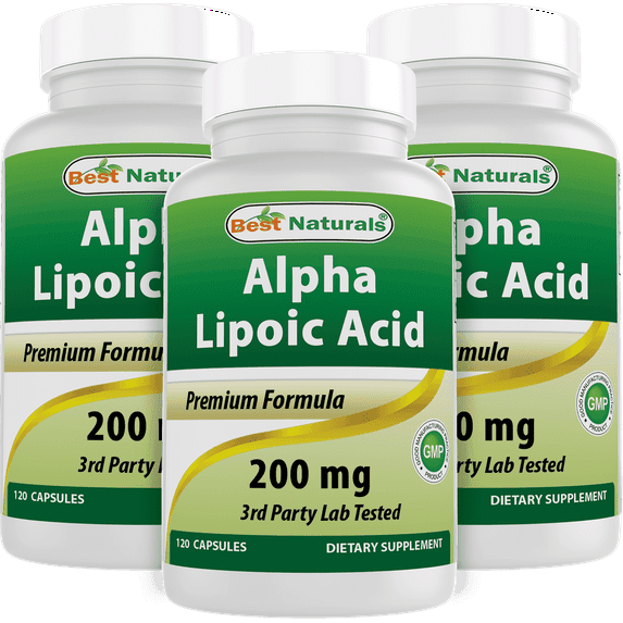 3 Pack Best Naturals Alpha Lipoic Acid 200 Mg 120 Capsules