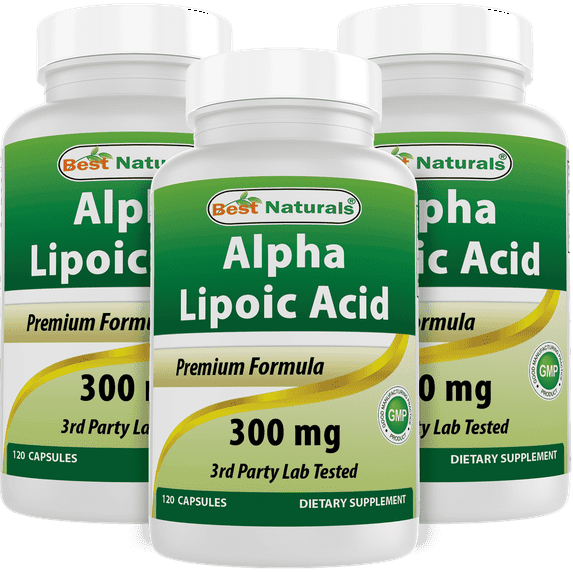 3 Pack Best Naturals Alpha Lipoic Acid 300 mg 120 Capsules