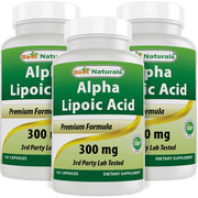 3 Pack Best Naturals Alpha Lipoic Acid 300 mg 120 Capsules