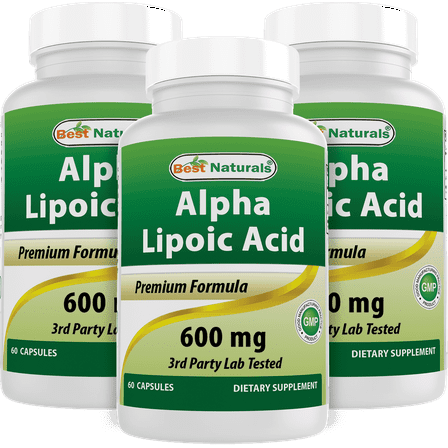 3 Pack Best Naturals Alpha Lipoic Acid 600 mg 60 Capsules with Antioxidant