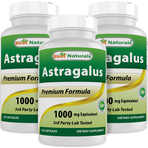 3 Pack Best Naturals Astragalus 1000 mg 120 Capsules