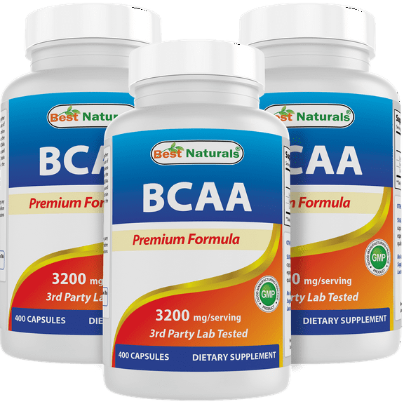 3 Pack Best Naturals BCAA 3200 mg per serving 400 Capsules (Total 1200 Capsules)