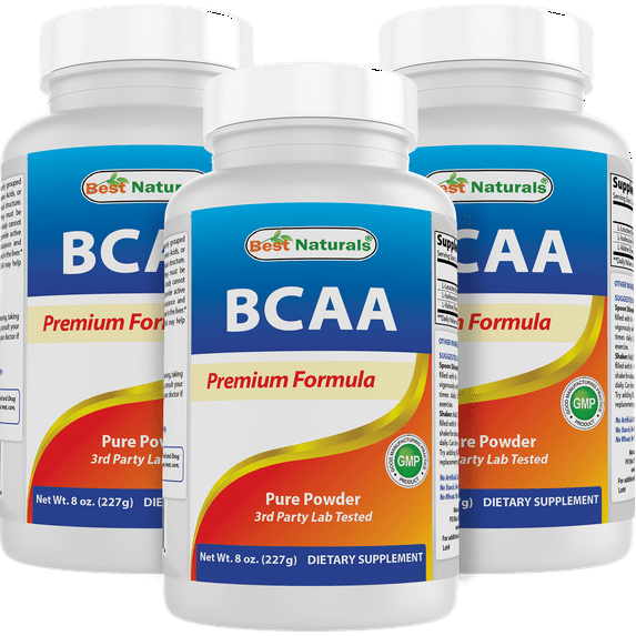 3 Pack Best Naturals BCAA 8 Oz Powder | Branch Chain Amino Acids Pharmaceutical Grade