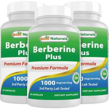 3 Pack Best Naturals Berberine Plus 1000mg per Serving, (Non-GMO) 60 Capsules - Contains Berberine HCL 1000mg, Vitamin C 120mg & Zinc Gluconate 30 mg