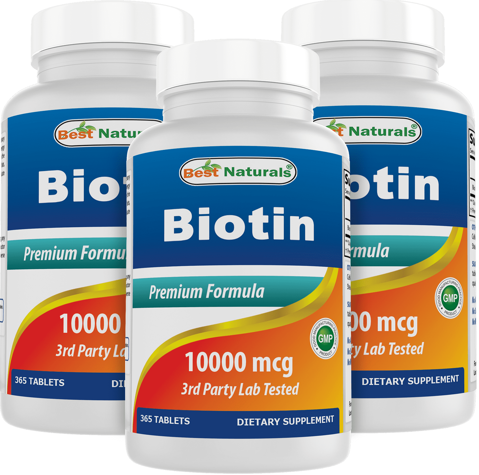 3 Pack Best Naturals Biotin 10 mg (10,000 mcg) 365 Tablets | (Also Called Vitamin B7) | (Total 1095 Tablets)