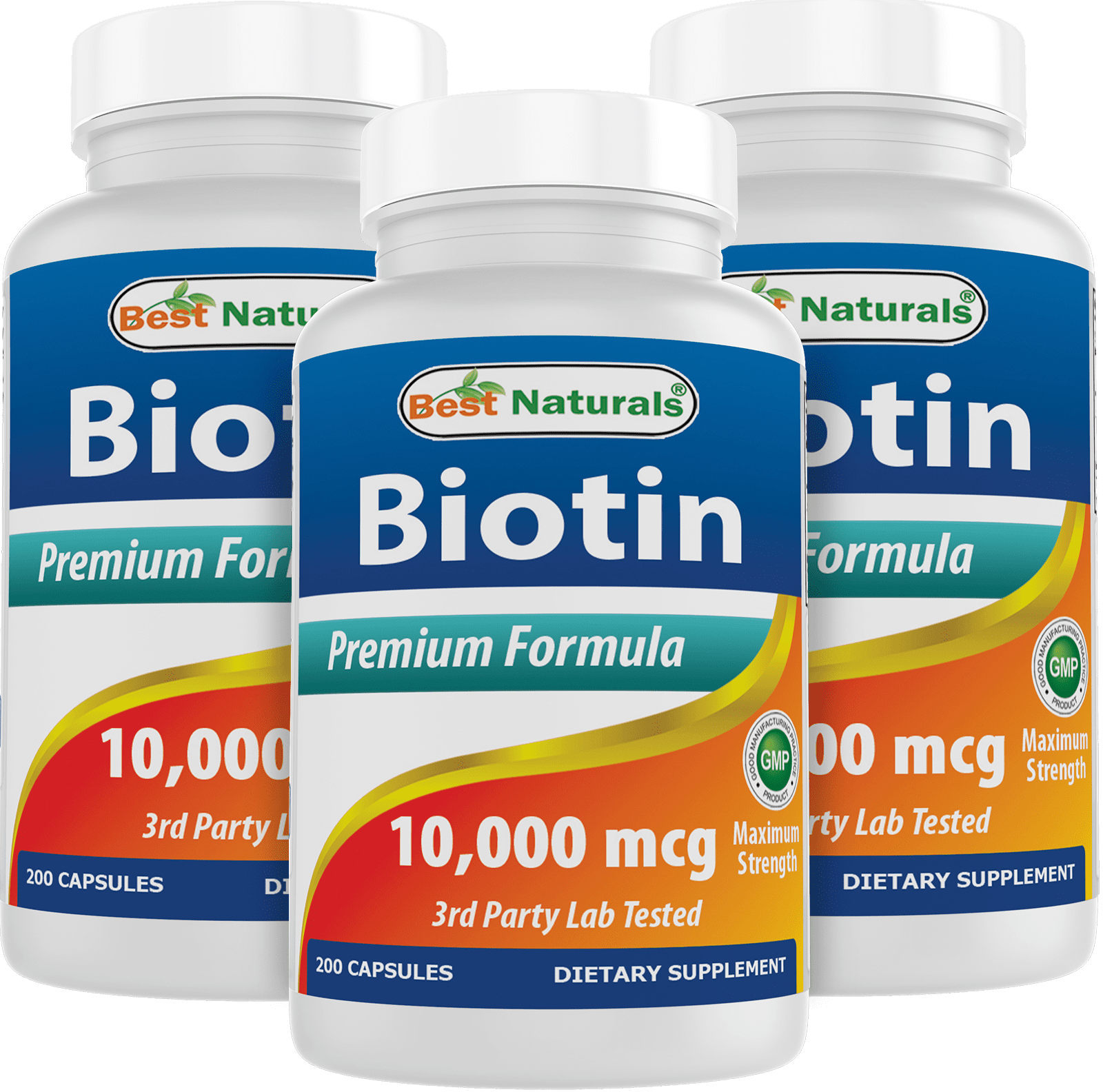 3 Pack Best Naturals Biotin 10000 mcg 200 Capsules (Total 600 Capsules)
