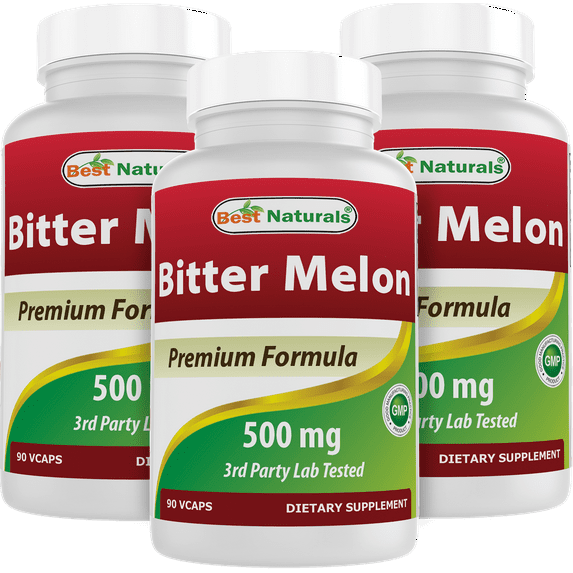 3 Pack Best Naturals Bitter Melon 500 mg 90 Vegetarian Capsules
