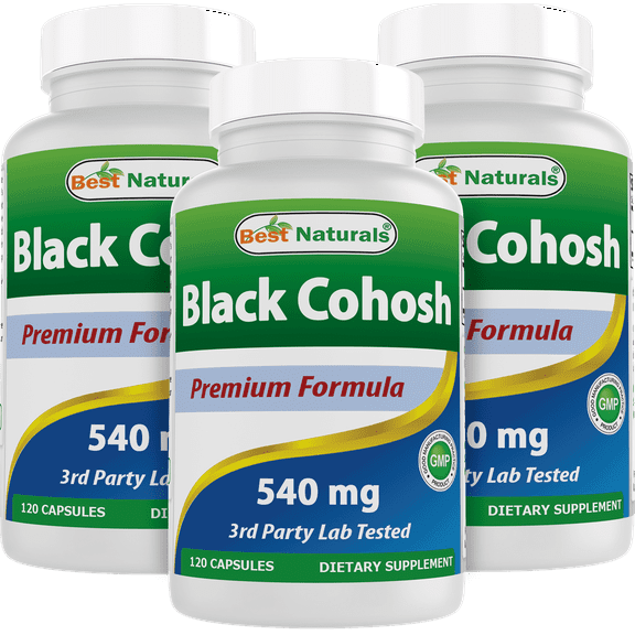 3 Pack Best Naturals Black Cohosh 540 mg 120 Capsules
