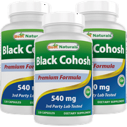 3 Pack Best Naturals Black Cohosh 540 mg 120 Capsules