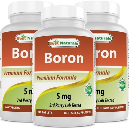 3 Pack Best Naturals Boron 5 mg 240 Tablets | Boron Supplements Support Healthy Hormonal Balance and Bone Strength