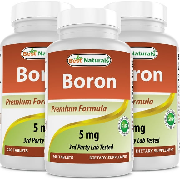 3 Pack Best Naturals Boron 5 mg 240 Tablets | Boron Supplements Support Healthy Hormonal Balance and Bone Strength