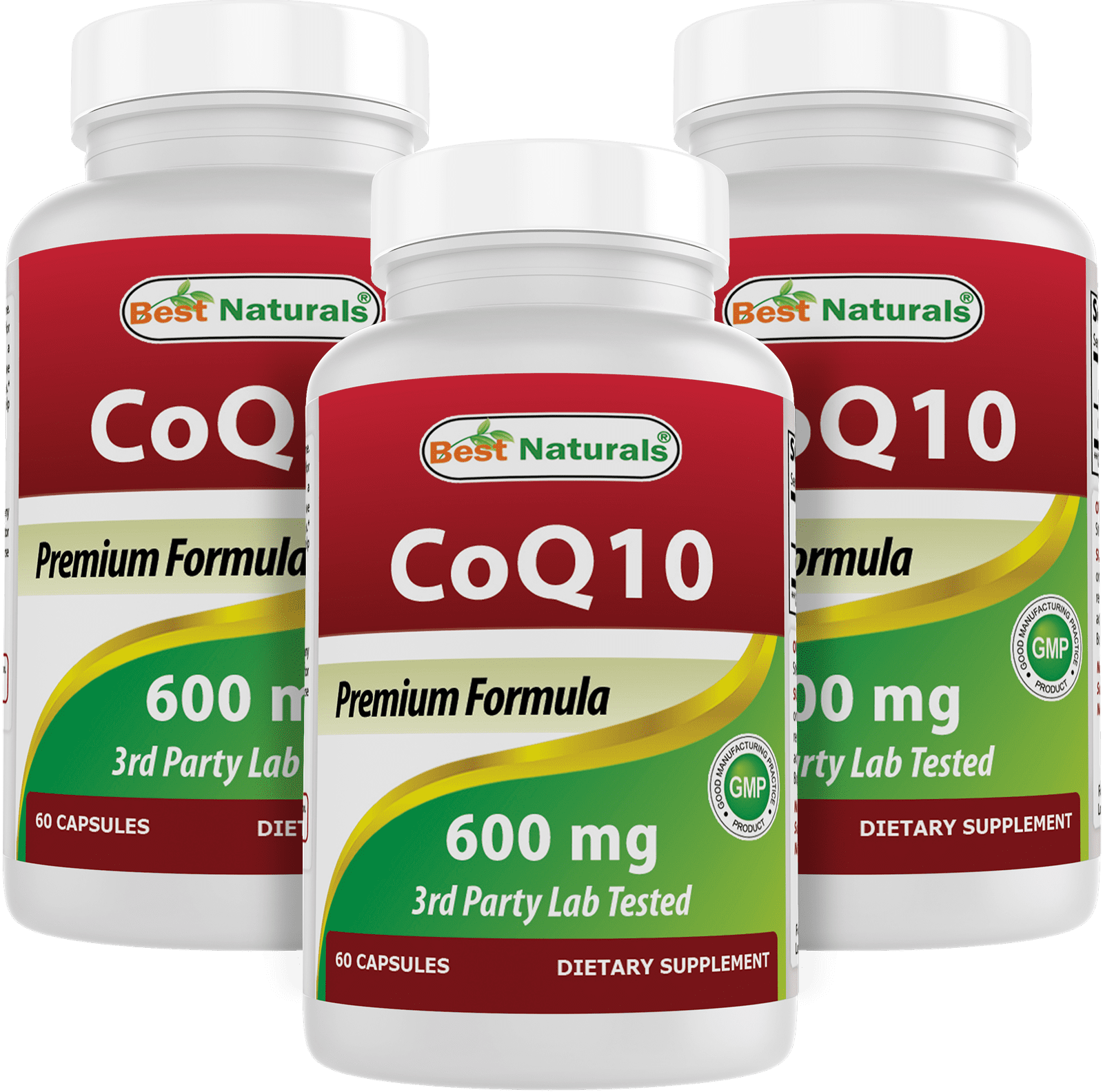 3 Pack Best Naturals COQ10 600 mg 60 Capsules