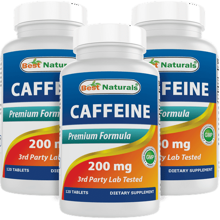 3 Pack Best Naturals Caffeine 200mg 120 Tablets | Non Habit | Proven No Crash or Jitters (Total 360 Tablets)