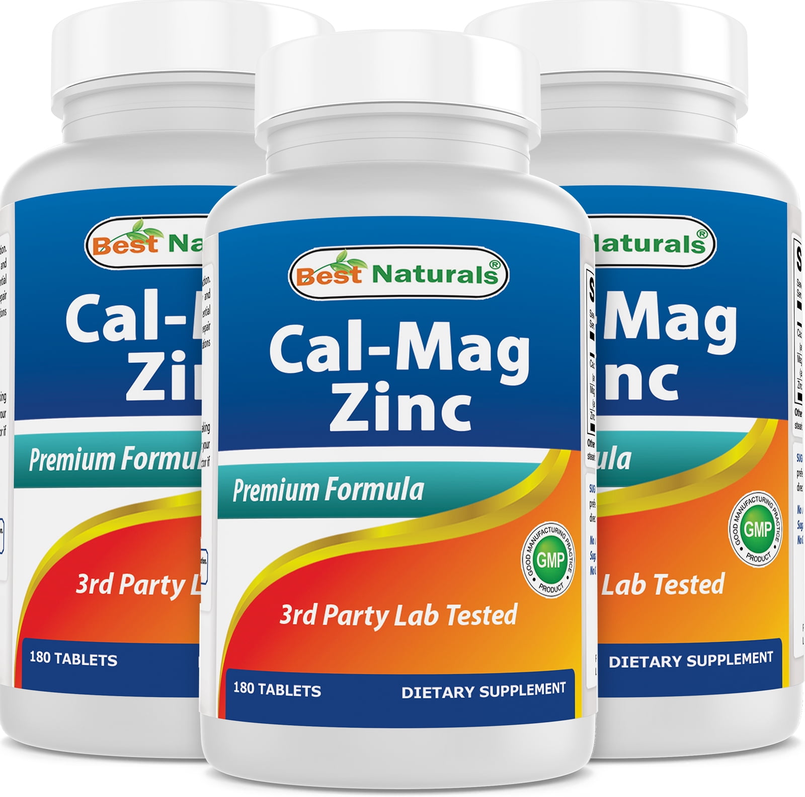 3 Pack Best Naturals Cal Mag Zinc 180 Tablets