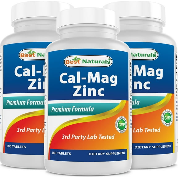 3 Pack Best Naturals Cal Mag Zinc 180 Tablets