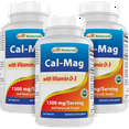 thumbnail image 1 of 3 Pack Best Naturals Calcium Magnesium with Vitamin D3 1500mg 180 Tablets, 1 of 6