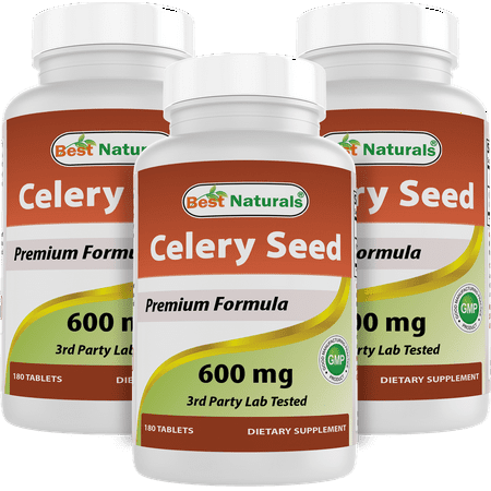 3 Pack Best Naturals Celery Seed 600 mg 180 Tablets