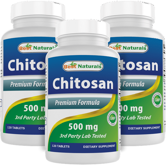 3 Pack Best Naturals Chitosan 500 mg 120 Tablets