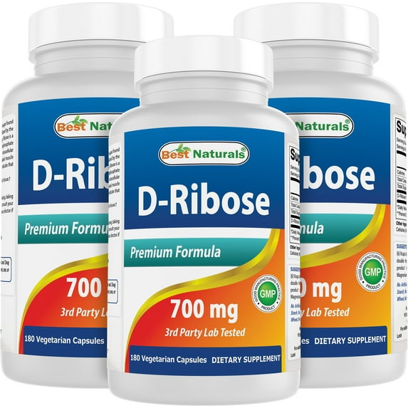 3 Pack Best Naturals D Ribose 700 mg 180 Vegetarian Capsules