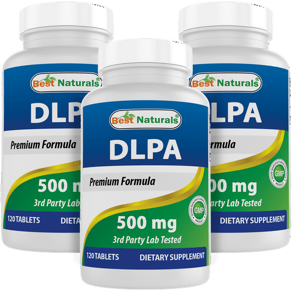 3 Pack Best Naturals DLPA 500 mg 120 Tablets