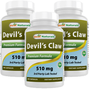 3 Pack Best Naturals Devils Claw 510 mg 180 Capsules