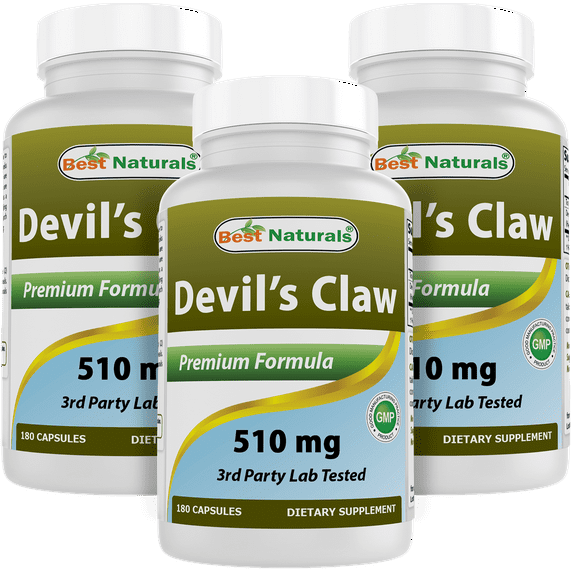 3 Pack Best Naturals Devil's Claw 510 mg 180 Capsules