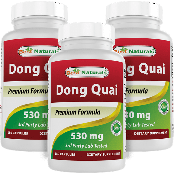 3 Pack Best Naturals Dong Quai 530 mg 180 Capsules