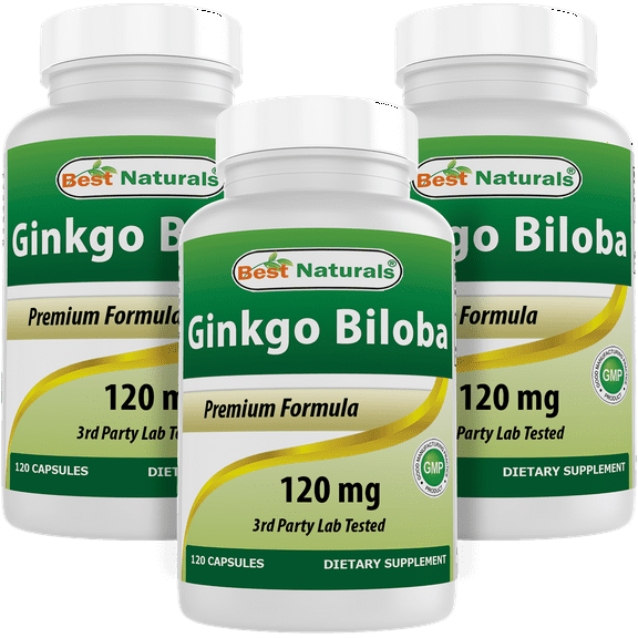 3 Pack Best Naturals Ginkgo Biloba 120 mg 120 Capsules | Cognitive Health Support